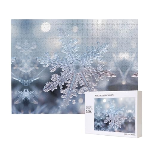 Phayah Schneeflocken-Nahaufnahme-Puzzle, 500 Teile, für Puzzle, Holzpuzzle für Familie, Freunde, Heimdekoration, Wandkunst, 50,4 x 38,1 cm Phayah Schneeflocken-Nahaufnahme-Puzzle, 500 Teile, für Puzzle, Holzpuzzle für Familie, Freunde, Heimdekoration, Wandkunst, 50,4 x 38,1 cm von PHAYAH