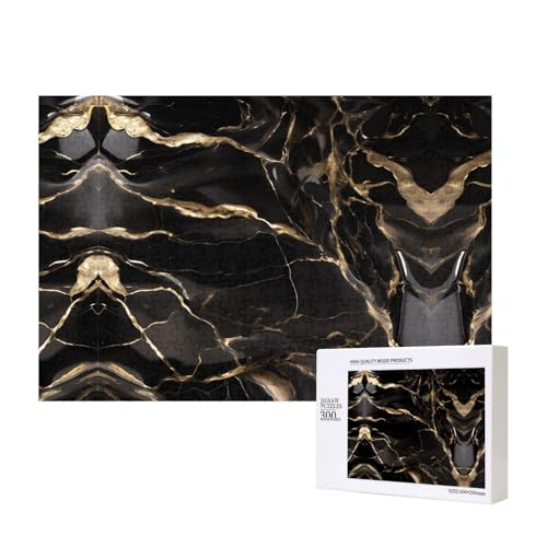 Phayah Schwarz-goldenes Marmor-Puzzle, 300 Teile für Puzzle, Holzpuzzle für Familie, Freunde, Heimdekoration, Wandkunst, 15,7 x 27,9 cm Phayah Schwarz-goldenes Marmor-Puzzle, 300 Teile für Puzzle, Holzpuzzle für Familie, Freunde, Heimdekoration, Wandkunst, 15,7 x 27,9 cm von PHAYAH