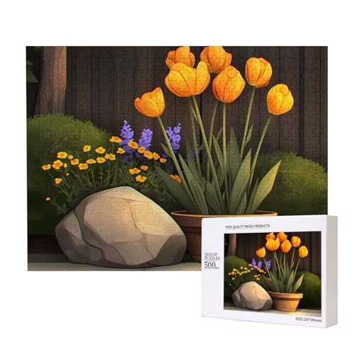 Phayah Tulpen in einem Topf, Puzzle, 500 Teile, Holzpuzzle für Familie, Freunde, Heimdekoration, Wandkunst, 500 x 38 cm Phayah Tulpen in einem Topf, Puzzle, 500 Teile, Holzpuzzle für Familie, Freunde, Heimdekoration, Wandkunst, 500 x 38 cm von PHAYAH