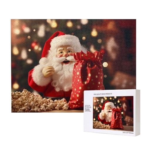 Phayah Weihnachtsmann-Puzzle, 500 Teile für Puzzle, Holzpuzzle für Familie, Freunde, Heimdekoration, Wandkunst, 50,4 x 38,1 cm Phayah Weihnachtsmann-Puzzle, 500 Teile für Puzzle, Holzpuzzle für Familie, Freunde, Heimdekoration, Wandkunst, 50,4 x 38,1 cm von PHAYAH