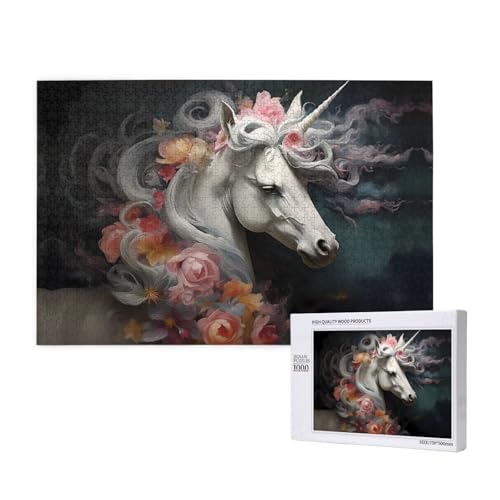 Pretty Dress Up Einhorn-Puzzle, 1000 Teile für Puzzle, Holzpuzzle für Familie, Freunde, Heimdekoration, Wandkunst, 75 x 50 cm von PHAYAH