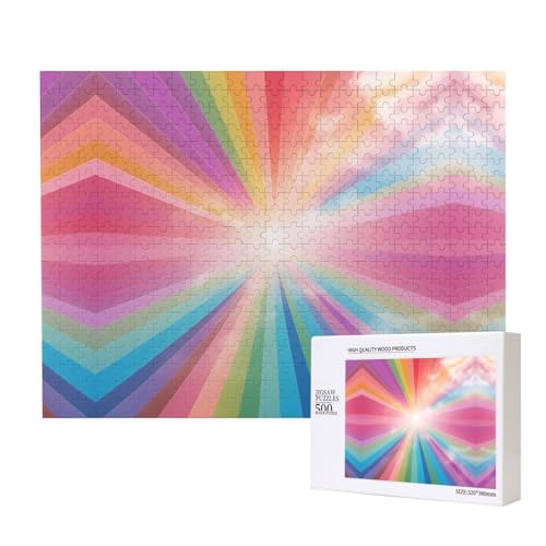 Pure Rainbow Puzzles 500 Teile für Puzzle, Holzpuzzle für Familie, Freunde, Heimdekoration, Wandkunst, 50,4 x 38,1 cm von PHAYAH