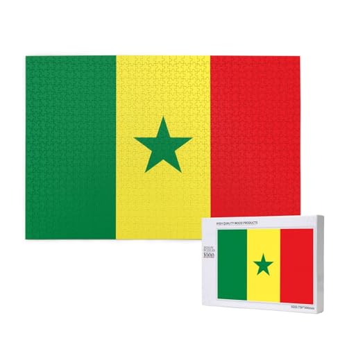 Puzzle Flagge Senegal, 1000 Teile für Puzzle, Holzpuzzle für Familie, Freunde, Heimdekoration, Wandkunst, 29,5 x 50 cm von PHAYAH