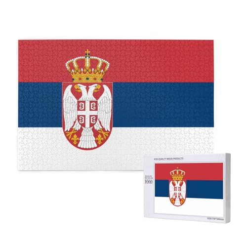 Puzzle Flagge Serbiens 1000 Teile für Puzzle Holzpuzzle für Familie Freund Home Decor Wandkunst 29,5 x 50 cm von PHAYAH