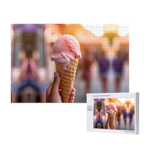 Puzzle Frozen Joghurt, 1000 Teile, Holzpuzzle für Familie, Freunde, Heimdekoration, Wandkunst, 75 x 50 cm von PHAYAH