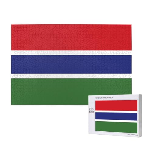 Puzzle mit Flagge der Gambia, 1000 Teile, Holzpuzzle für Familie, Freunde, Heimdekoration, Wandkunst, 29,5 x 50 cm von PHAYAH