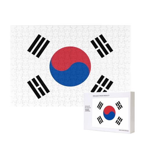 Puzzle mit Flagge der Republik Korea, 300 Teile, Holzpuzzle für Familie, Freunde, Heimdekoration, Wandkunst, 15,7 x 27,9 cm von PHAYAH