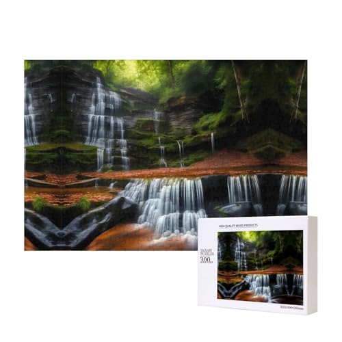 Puzzle mit Wasserfall-Ansicht, 300 Teile, Holzpuzzle für Familie, Freunde, Heimdekoration, Wandkunst, 15,7 x 27,9 cm von PHAYAH