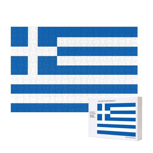 Puzzle mit griechischer Flagge, 300 Teile, Holzpuzzle für Familie, Freunde, Heimdekoration, Wandkunst, 15,7 x 27,9 cm von PHAYAH