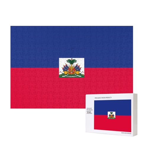 Puzzle mit haitianischer Flagge, 300 Teile, Holzpuzzle für Familie, Freunde, Heimdekoration, Wandkunst, 15,7 x 27,9 cm von PHAYAH