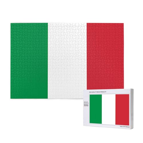 Puzzle mit italienischer Flagge, 1000 Teile, Holzpuzzle für Familie, Freunde, Heimdekoration, Wandkunst, 29,5 x 50 cm von PHAYAH