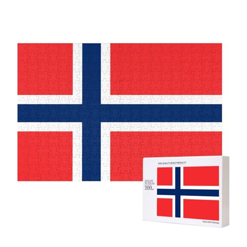 Puzzle mit norwegischer Flagge, 300 Teile, Holzpuzzle für Familie, Freunde, Heimdekoration, Wandkunst, 15,7 x 27,9 cm von PHAYAH