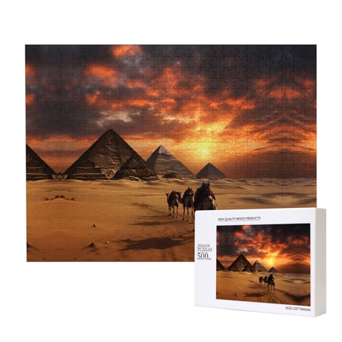 Pyramiden-Puzzle, 500 Teile für Puzzle, Holzpuzzle für Familie, Freunde, Heimdekoration, Wandkunst, 50 x 38 cm von PHAYAH