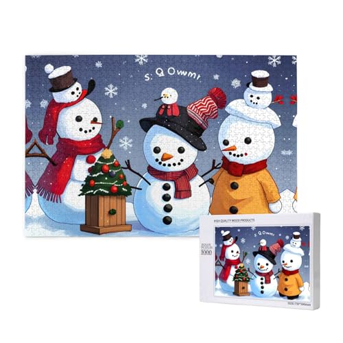 Q-Version Schneemann-Puzzle, 1000 Teile für Puzzle, Holzpuzzle für Familie, Freunde, Heimdekoration, Wandkunst, 75 x 50 cm von PHAYAH