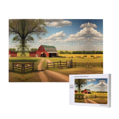 Ranch View Puzzles 1000 Teile für Puzzle, Holzpuzzle für Familie, Freunde, Heimdekoration, Wandkunst, 29,5 x 50 cm von PHAYAH