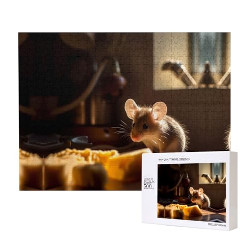 Ratten-Puzzle, 500 Teile für Puzzle, Holzpuzzle für Familie, Freunde, Heimdekoration, Wandkunst, 50,4 x 38,1 cm von PHAYAH