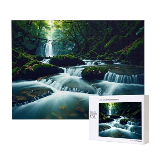 River In The Forest Puzzles 500 Teile für Puzzle Holzpuzzle für Familie Freund Home Decor Wandkunst 50,4 x 38,1 cm von PHAYAH