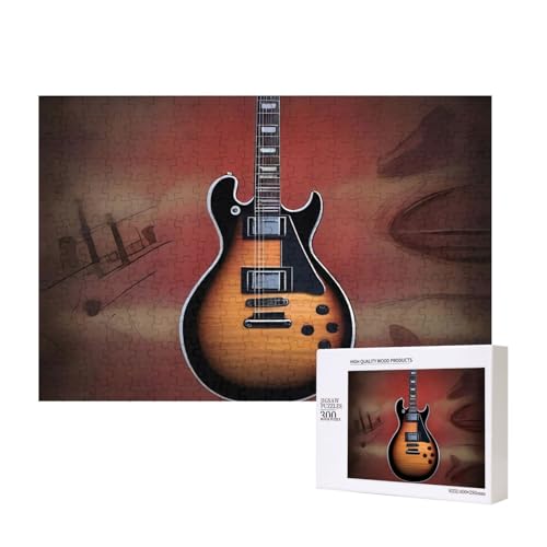 Rock-Gitarren-Puzzle, 300 Teile, für Puzzle, Holzpuzzle für Familie, Freunde, Heimdekoration, Wandkunst, 39 x 27 cm von PHAYAH