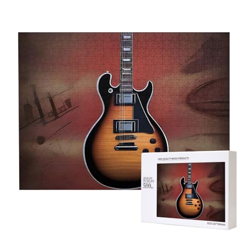 Rock-Gitarren-Puzzle, 500 Teile, für Puzzle, Holzpuzzle für Familie, Freunde, Heimdekoration, Wandkunst, 50 x 38 cm von PHAYAH