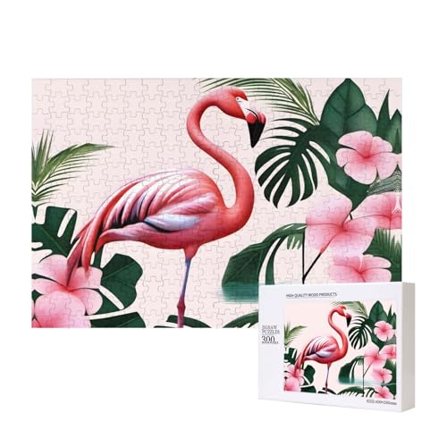 Romantisches Flamingo-Puzzle, 300 Teile für Puzzle, Holzpuzzle für Familie, Freunde, Heimdekoration, Wandkunst, 39 x 27 cm von PHAYAH