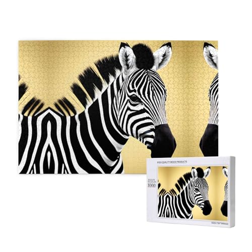 Schwarz-weißes Zebra-Puzzle, 1000 Teile für Puzzle, Holzpuzzle für Familie, Freunde, Heimdekoration, Wandkunst, 29,5 x 50 cm von PHAYAH