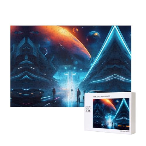 Science Fiction Future Puzzles 300 Teile für Puzzle, Holzpuzzle für Familie, Freunde, Heimdekoration, Wandkunst, 15,7 x 27,9 cm von PHAYAH