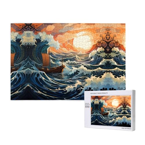 Sea and Sail Puzzles 1000 Teile für Puzzle, Holzpuzzle für Familie, Freunde, Heimdekoration, Wandkunst, 29,5 x 50 cm von PHAYAH