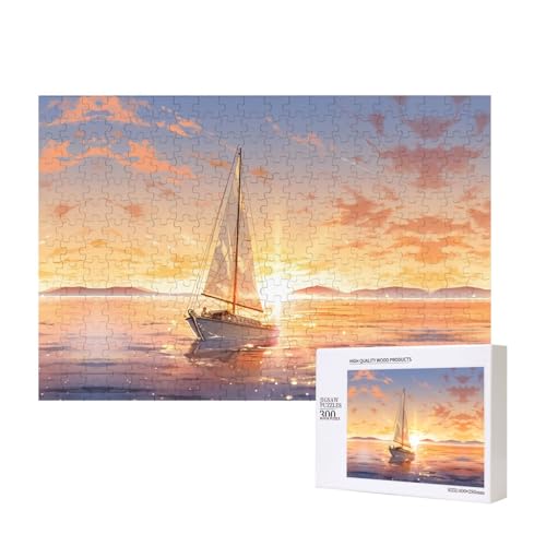 Segelboot-Puzzle, 300 Teile, für Puzzle, Holzpuzzle für Familie, Freunde, Heimdekoration, Wandkunst, 39 x 27 cm von PHAYAH