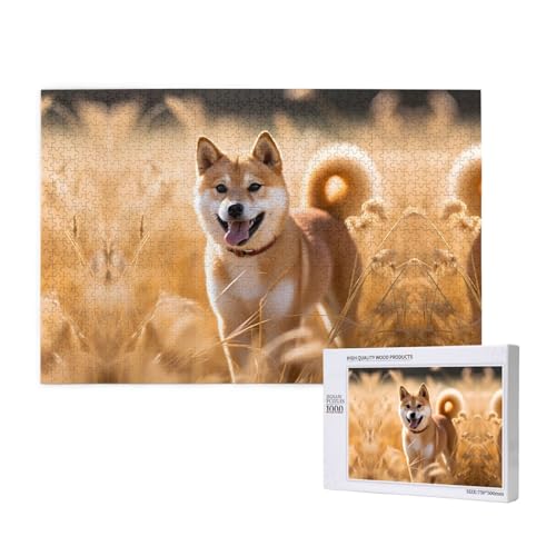 Shiba Inu Puzzles 1000 Teile für Puzzle, Holzpuzzle für Familie, Freunde, Heimdekoration, Wandkunst, 75 x 50 cm von PHAYAH