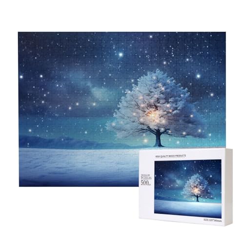 Snowy Christmas Eve Puzzles 500 Teile für Puzzle Holzpuzzle für Familie Freund Home Decor Wandkunst 50,4 x 38,1 cm von PHAYAH