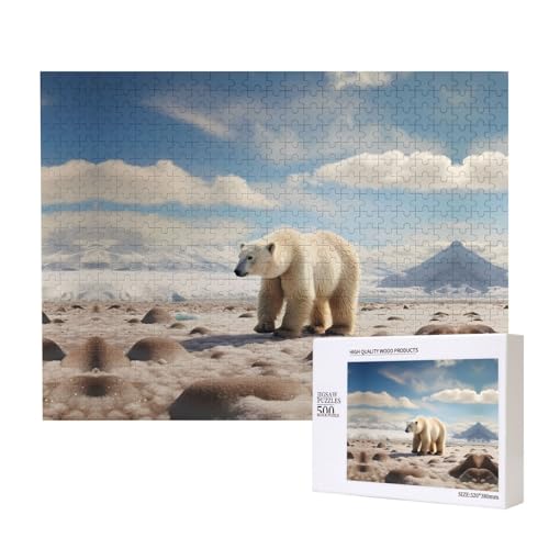 Stehender Eisbär. Puzzles 500 Teile für Puzzle Holzpuzzle für Familie Freund Heimdekoration Wandkunst 50,4 x 38,1 cm von PHAYAH