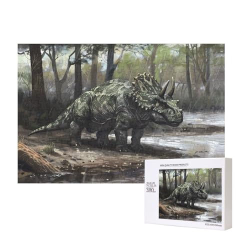 Triceratops Puzzles für Puzzle, Holzpuzzle für Familie, Freunde, Heimdekoration, Wandkunst, 300 Teile von PHAYAH