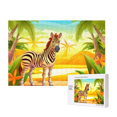 Tropisches Zebra-Puzzle, 300 Teile für Puzzle, Holzpuzzle für Familie, Freunde, Heimdekoration, Wandkunst, 39 x 27 cm von PHAYAH