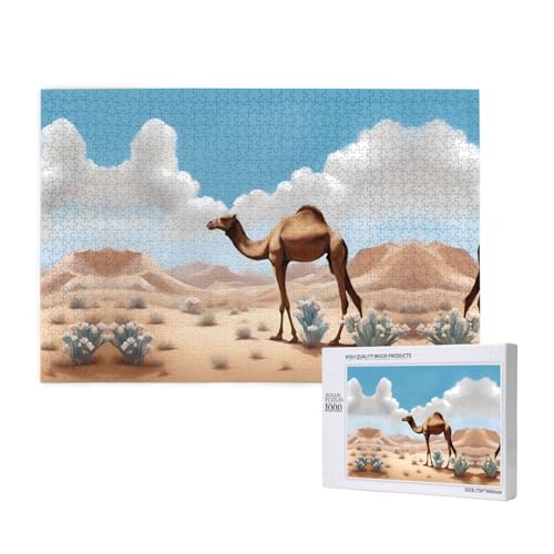 Walking Camel Puzzles 1000 Teile für Puzzle Holzpuzzle für Familie Freund Home Decor Wandkunst 29,5 x 50 cm von PHAYAH