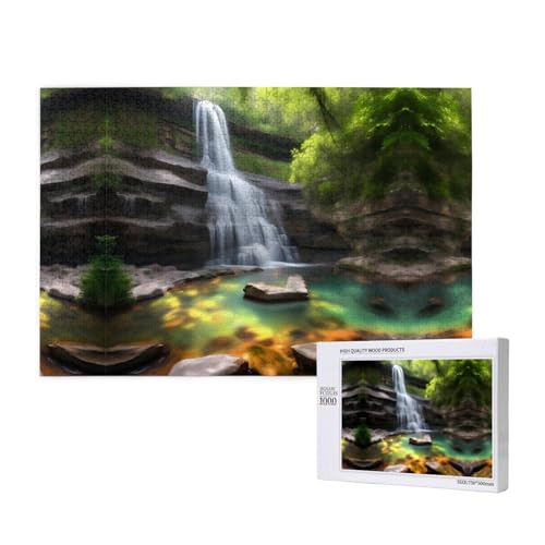 Wasserfall-Ansichten Puzzle, 1000 Teile für Puzzle, Holzpuzzle für Familie, Freunde, Heimdekoration, Wandkunst, 29,5 x 50 cm von PHAYAH