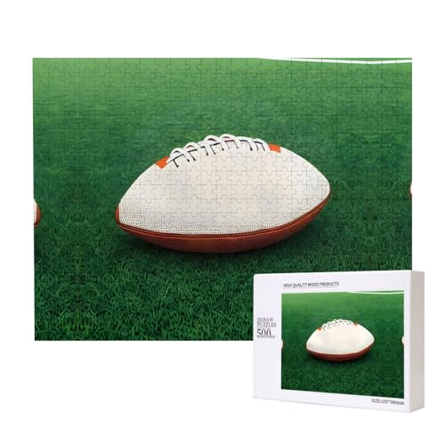 Weißes Rugbyball-Puzzle, 500 Teile, für Puzzle, Holzpuzzle für Familie, Freunde, Heimdekoration, Wandkunst, 20,4 x 38,1 cm von PHAYAH