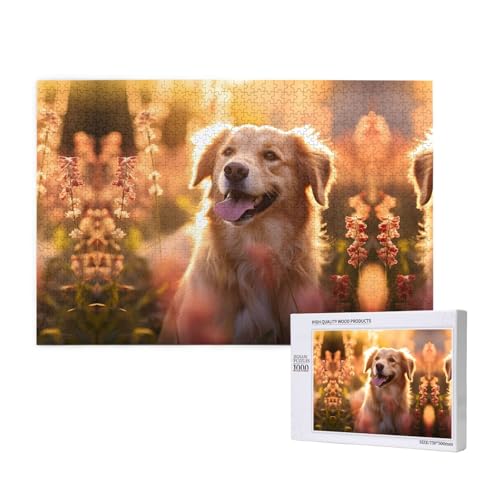 Welpen-Puzzle, 1000 Teile für Puzzle, Holzpuzzle für Familie, Freunde, Heimdekoration, Wandkunst, 75 x 50 cm von PHAYAH