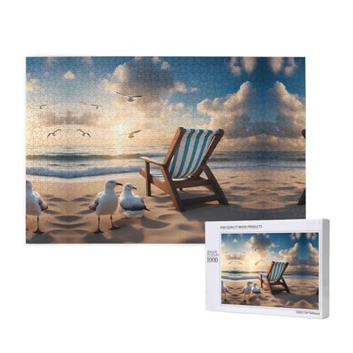 Wunderschönes Puzzle mit blauem Himmel und Meer, 1000 Teile für Puzzle, Holzpuzzle für Familie, Freunde, Heimdekoration, Wandkunst, 29,5 x 50 cm von PHAYAH