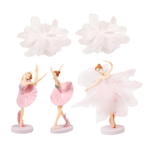 1 Satz 6 Stk Ballettmädchen-Ornamente Tänzer Ballerina-Skulptur Taufe Ballerina-Statue büro dekoration office decoration Kuchen Zubehör kreative Kuchendekorationen Plastik Rosa PHENOFICE von PHENOFICE