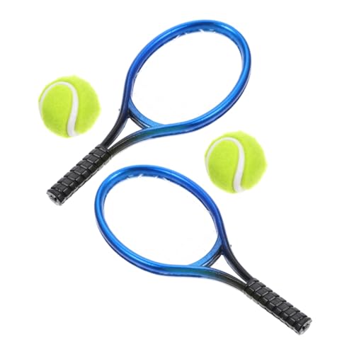 PHENOFICE 1 Satz Puppenhaus-Tennis Lustiges Minihouse-Tool Dekorative Mini-Werkzeuge Mini- Für Kinder Tennis Requisiten Miniatur-landschafts-tennisspiel-Requisiten Plastik Blue von PHENOFICE