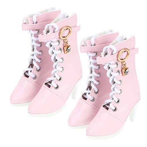 2 Paar Puppe High Heels Puppen Set puppenkleidung Mini-High-Heels Kinderschuhe Puppe verkleiden Sich Schuhe Puppenstiefel mit hohen Absätzen Schuhe für Puppe Baumwollseil Rosa PHENOFICE von PHENOFICE