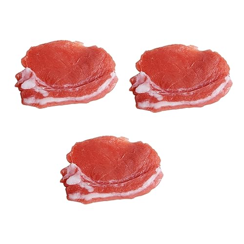 3 STK Schweinefleischimitat Künstliches Lebensechtes Schweinefleisch Künstliche Lebensmitteldekoration Simulation Schweinefleisch Künstliches Rindfleisch Künstliche Wurst Harz PHENOFICE von PHENOFICE