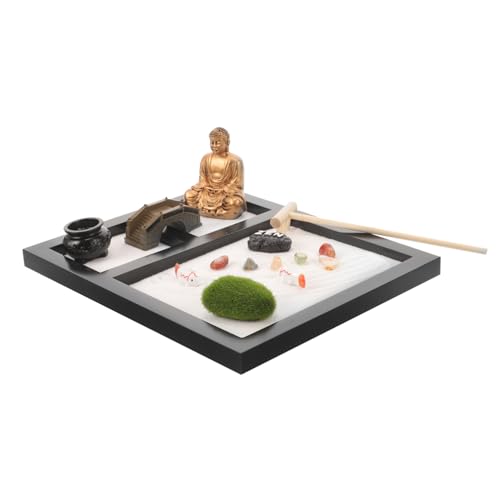 PHENOFICE 1 Box Zen Sandtisch Desktop Entspannung Sandkasten Buddha Zen Garten Japanischer Zen Garten Desktop Zen Gartenwerkzeug Dekorativer Sandkasten Mikro Landschaftsdekor Zen Garten von PHENOFICE