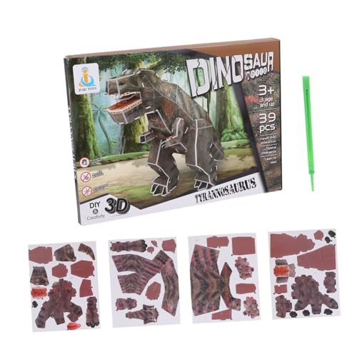 PHENOFICE 1 Satz 39 Dinosaurier Puzzle Cartoon Puzzle Spielzeug Stapelspielzeug Frühes Lernspielzeug 3D Kinderpuzzles Kinder 3D Puzzles Kinderpuzzle Kinder Lernspielzeug Papierbraun von PHENOFICE