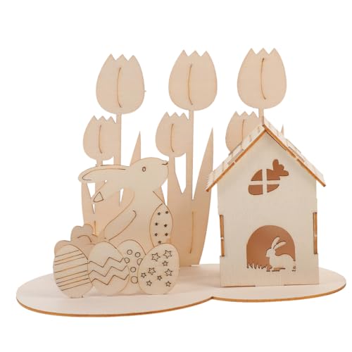 PHENOFICE 1 Satz 3D-Puzzle-Kaninchen Puzzlematte Kinder Lernen Puzzle-Spielzeug Pädagogisches Puzzlespielzeug Für Kleinkinder Hölzernes DIY-Puzzle Ostern 3D-Puzzle-Spielzeug Lernpuzzle Holz von PHENOFICE