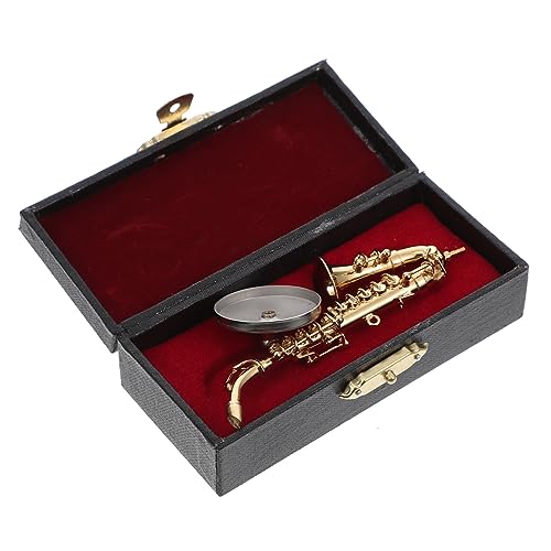 PHENOFICE 1 Satz Alt-Saxophon Miniaturspielzeug Musikinstrument Möbelzubehör Mini-Saxophon-Spielzeug Miniatur-saxophonfigur Miniatur-saxophonmodell Realistisches Mini-Saxophon Metall Golden von PHENOFICE