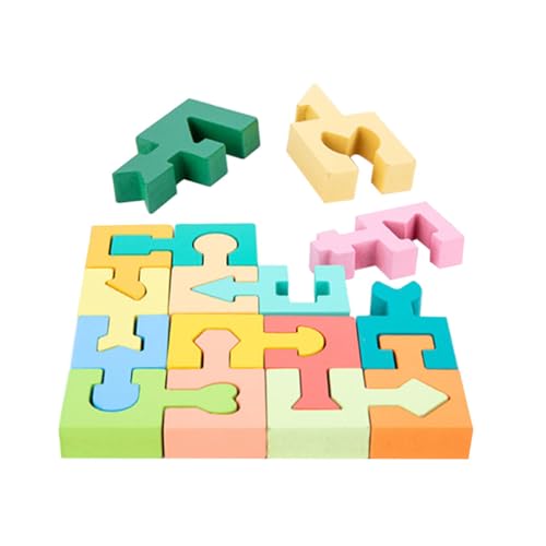 PHENOFICE 1 Satz Bausteine ​​Puzzle Denksportblock Kinder Rätsel Sortierer Für Babyformen Lernblock Formen Vorschulspielzeug Für Den Unterricht Vorschulrätsel Vorschulgeometrie Holz von PHENOFICE