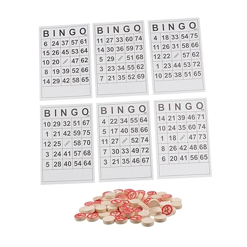 PHENOFICE 1 Satz Bingo-Spiel Bingo-Karten Tambola-Kit Lotto-Brettspiel interaktives Spielzeug kinderspiel boardgame spielzeuge Russisches schachspiel logisches Bingo-Schachspiel hölzern Weiß von PHENOFICE