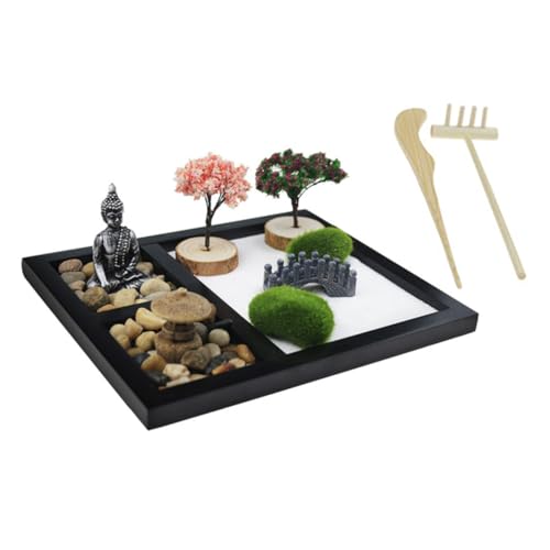 PHENOFICE 1 Satz Buddha Bild meditieren Ideas microgreen Garden relaxan Sandkastenverzierung für den Garten Zen-Garten-Set Zen-Garten für den Schreibtisch Hause Sandkasten schmücken MDF von PHENOFICE