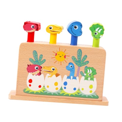 PHENOFICE 1 Satz Dinosaurier-Sprungstock frühes Lernspielzeug Hammerspiel Kinder holzspielzeug Kinder Fun Toy Popup-Spielzeug aus Holz Kinder frühes pädagogisches Spielzeug hölzern von PHENOFICE